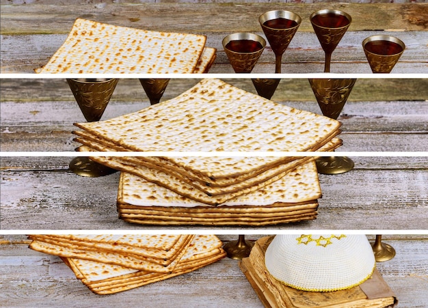 Pesach żydowskie Jedzenie Pesach Maca I Maca Chleb Paschalny żydowski Kolaż Zdjęć Inny Obraz