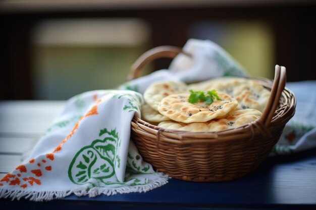 Peshwari Naan W Koszu Wyłożonym Tkaniną