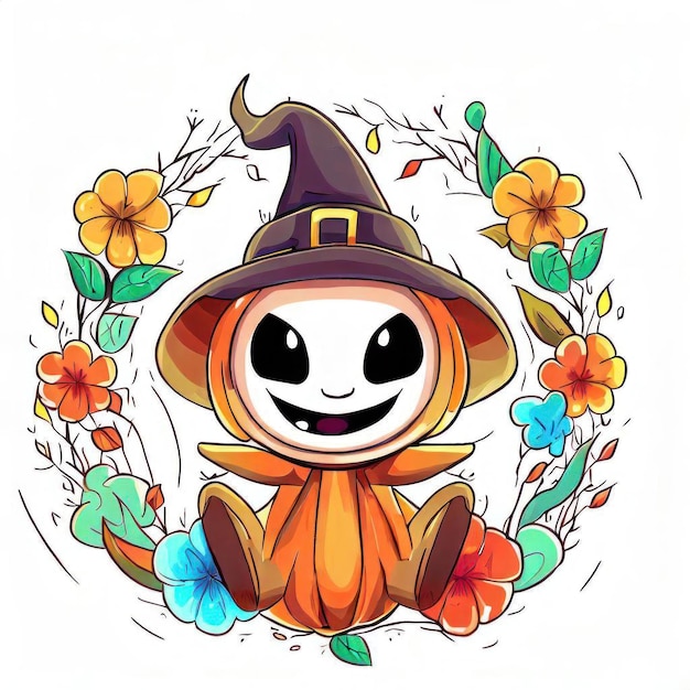 Petrifying Pumpkins Halloween Mascot Wektor generatywny AI