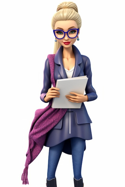 Pewna siebie bizneswoman nosząca okulary trzymająca dokumenty