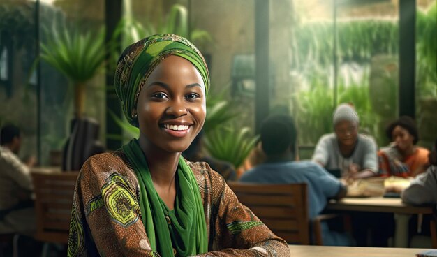 Pewna siebie młoda kobieta reprezentująca afrykańskie dziedzictwo