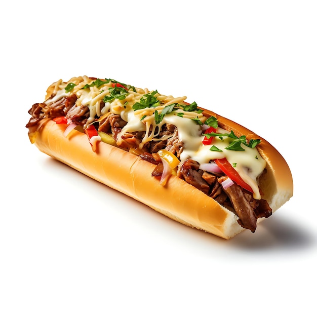 Philly Cheesesteak kuchnia amerykańska izolowana na białym tle