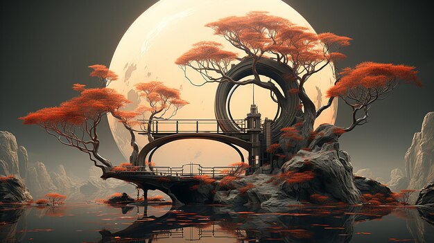 Zdjęcie photo_3d_render_of_a_surreal_landscape_with