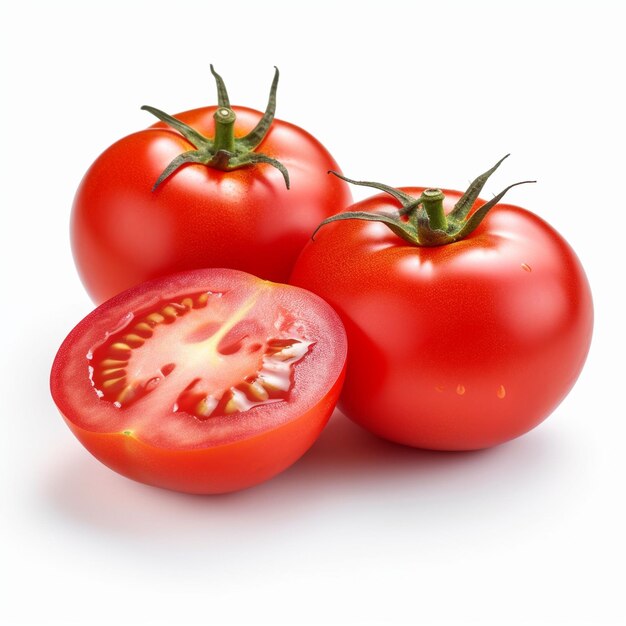 photo duże czerwone świeże pomidory na białym tle