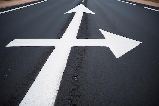 Zdjęcie photo road with an white arrow on asphalt