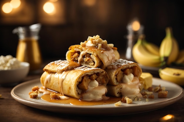 PhotoReal Bananas Foster Chimichangas