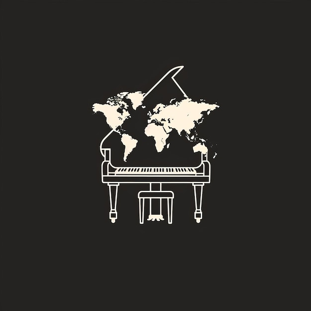 Zdjęcie piano z mapą świata