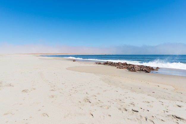 Piaszczysta Plaża I Linia Brzegowa Na Oceanie Atlantyckim W Cape Cross W Namibii