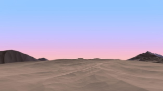 Piaszczysta pustynia i góry w rozmyciu Abstrakcyjna pustynia z górami landscape3D render