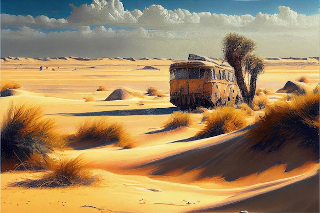 Piaszczysta pustynia krajobrazowa wydmowa generatywna ilustracja Ai