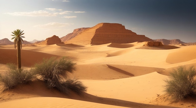 Piaszczyste wydmy na pustyni pustynia z pustynnym piaskiem pustynna scena z piaskiem piaskiem na pustyni