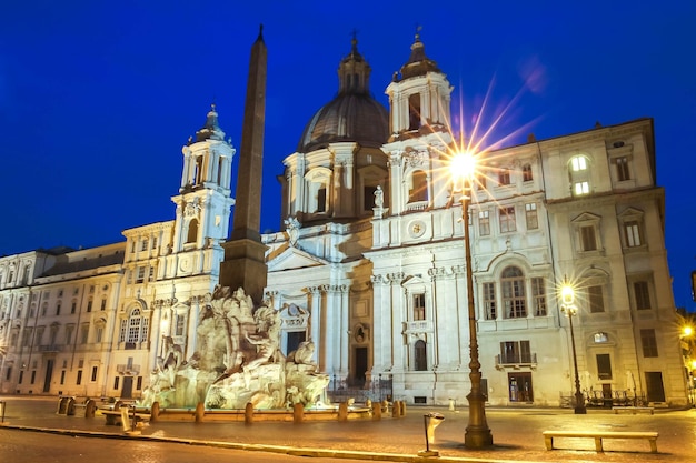 Piazza Navona Nocą Rzym Włochy