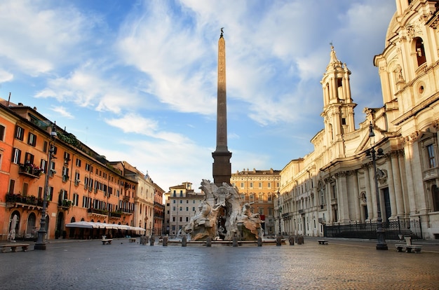 Piazza Navona rano, Rzym, Włochy