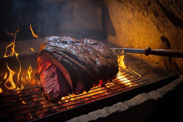 Picanha z grilla była grillowana na węglach na rożnie