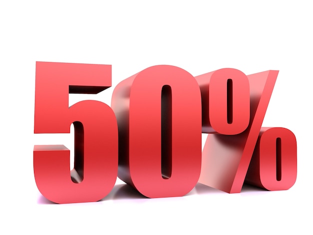 Pięćdziesiąt procent 50% symbolu .3d renderowania