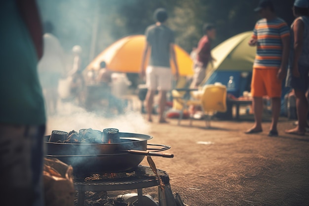 Pieczony dym wołowy i płomienie na grillu