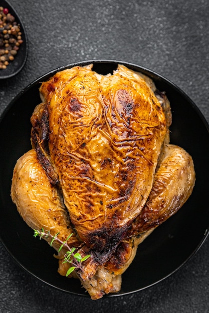 pieczony kurczak mięso drób świeży posiłek żywnościowego przekąska na stole skopiuj miejsce żywności tło rustykalny top