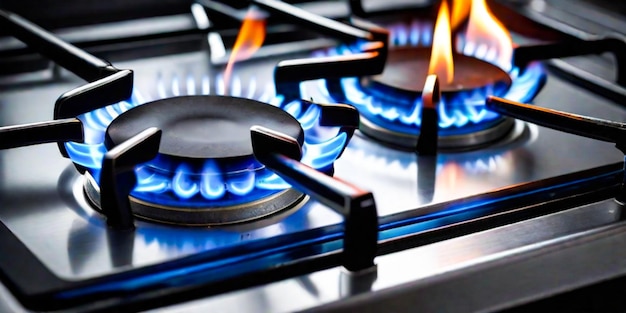 Piekarnik gazowy z płonącym płomieniem gazu propanowego Koncepcja zasobów przemysłowych i gospodarki