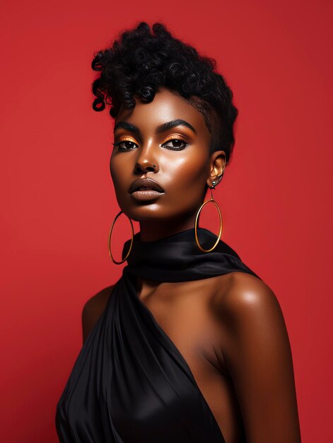 Piękna afrykańska modelka pozuje na żywym tle