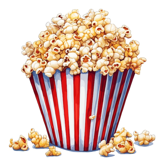 piękna akwarela popcornowa ilustracja clipart