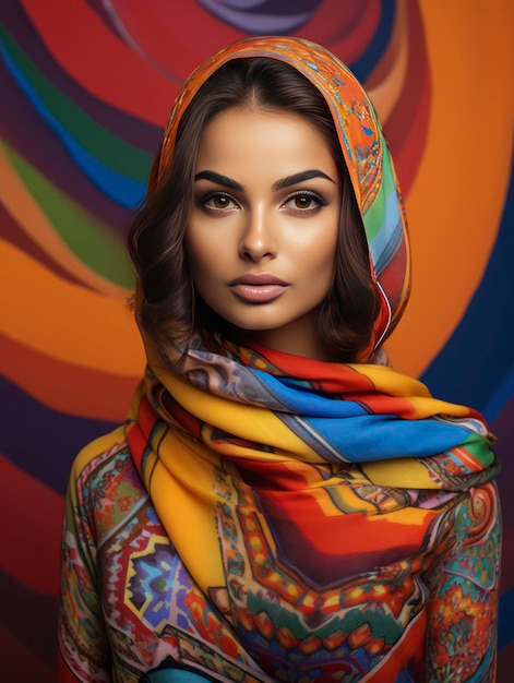 Piękna arabska modelka pozująca na żywym tle