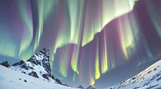 Piękna aurora borealna na tapetę w stylu anime