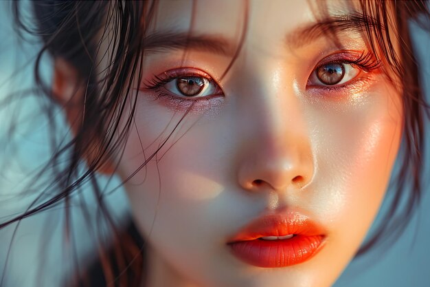 Piękna Azjatka Jej oczy podkreślają