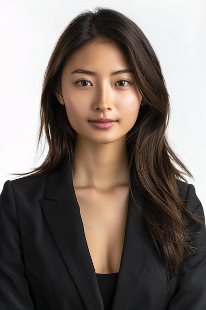 Piękna azjatycka bizneswoman na izolowanym tle stworzona za pomocą generatywnej sztucznej inteligencji