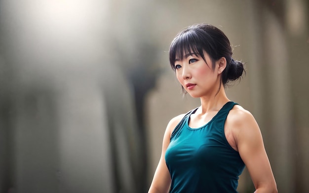 Piękna azjatycka kobieta ubrana w sportowy strój generatywny AI