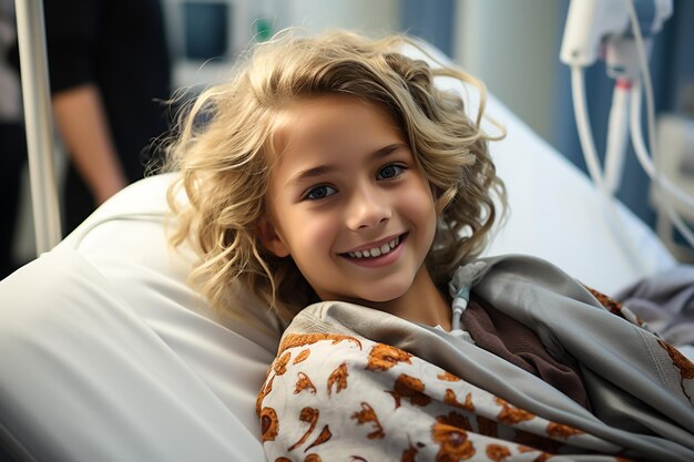 Zdjęcie piękna biała dziewczyna poddawana chemioterapii z powodu raka nerki