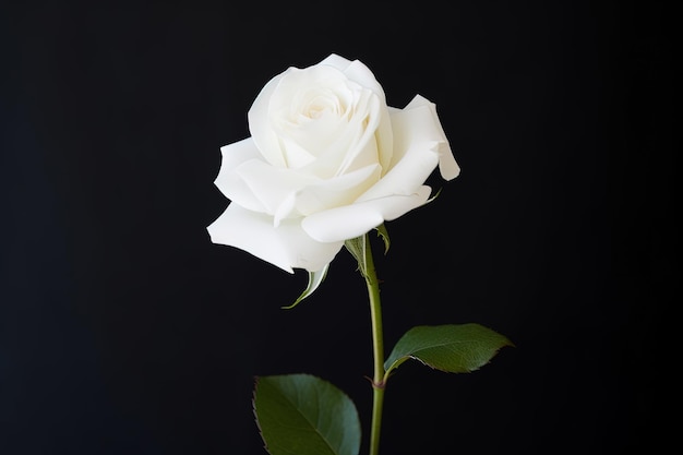Piękna biała róża na czarnym tle