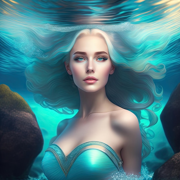 Piękna bogini wody Żona Neptuna lub Posejdona Morska nimfa
