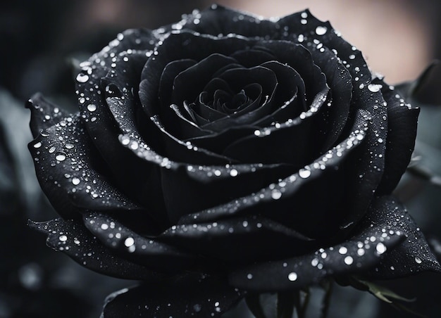 Zdjęcie piękna czarna róża w zbliżeniu, zdjęcie 4k, realistyczne tło