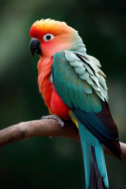 Piękna czerwono-turkusowa papuga Generate Ai