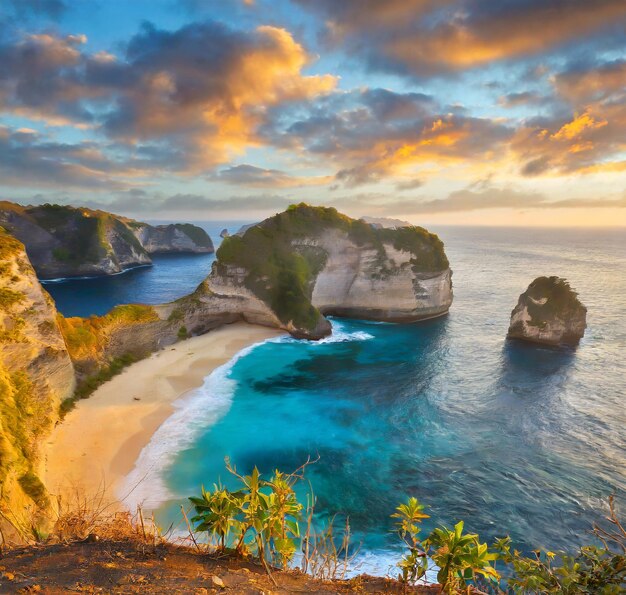 Piękna diamentowa plaża na wyspie Penida na Bali