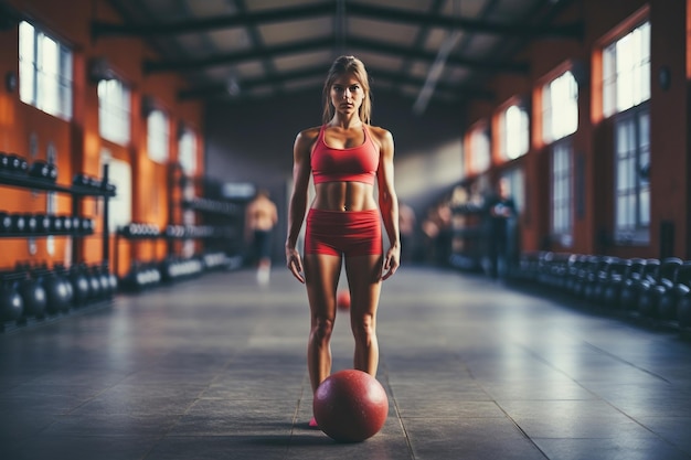 Piękna dziewczyna pewnie ćwicząca na siłowni fitness