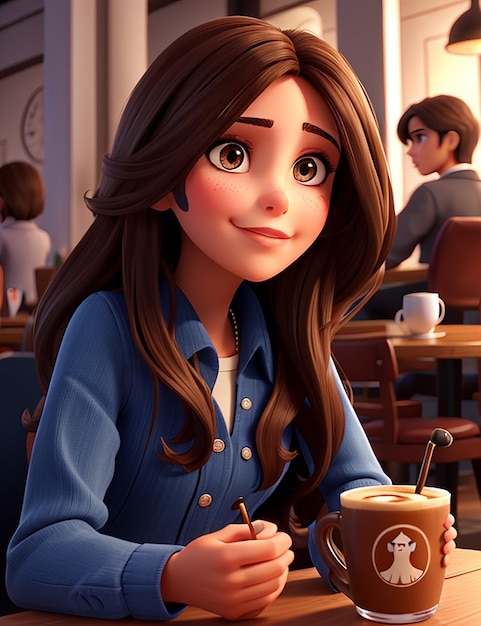 Piękna dziewczyna pije kawę