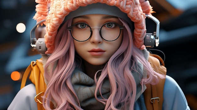 Zdjęcie piękna dziewczyna z kolorowymi włosami i kurtką.