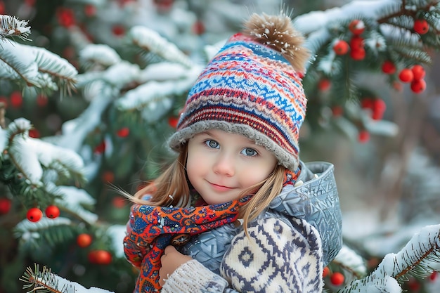 Piękna dziewczynka w zimowych piżamach.