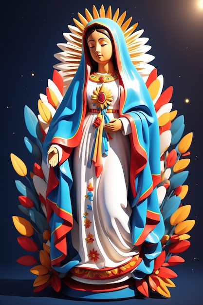 Piękna Dziewica Maria Matka Boża z Guadalupe 3D projekt postaci zabawny model kreskówki