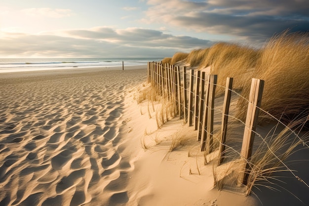 Piękna dziewicza plaża z wydmami