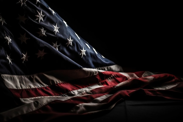 Piękna falista amerykańska flaga Dzień Niepodległości USA 4 lipca Generatywne Ai
