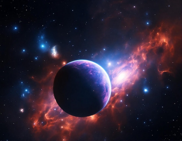 Zdjęcie piękna fantastyczna mgławica kosmiczna gwiazdy i planety w głębokiej galaktyce