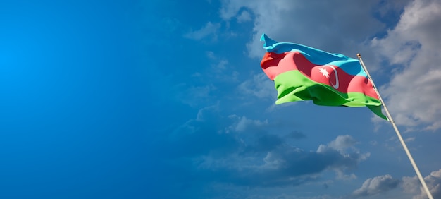 Piękna flaga państwowa Azerbejdżanu z pustą przestrzenią. Flaga Azerbejdżanu z miejscem na tekst grafiki 3D.