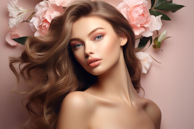 piękna fotografia i naturalna kobieta w studio piękności w salonie spa