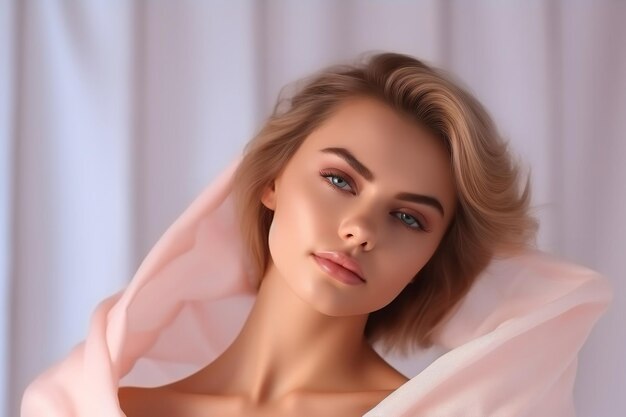 piękna fotografia i naturalna kobieta w studio piękności w salonie spa