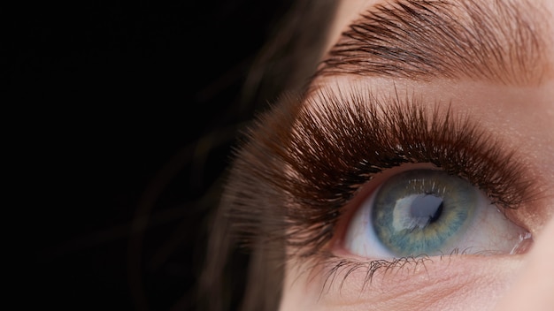 Piękna Fotografia Makro Kobiecego Oka Z Ekstremalnym Makijażem Długich Rzęs