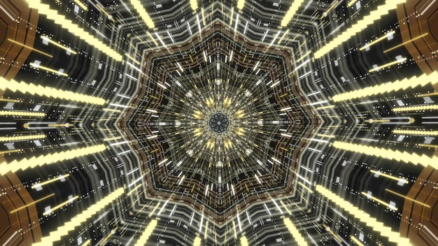 Piękna futurystyczna abstrakcja niekończącego się tunelu scifi na poruszającej się animacji czarnego tła