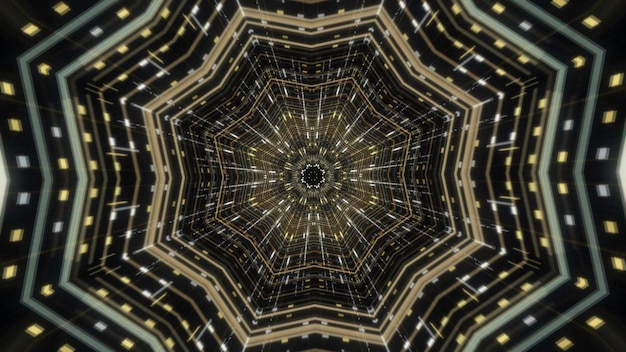 Piękna futurystyczna abstrakcja nieskończonego tunelu scifi na czarnym tle animacja porusza się