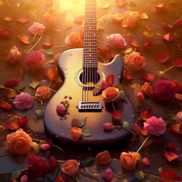 piękna gitara z kwiatkiem